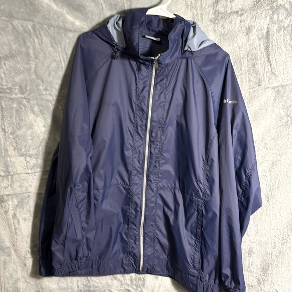 Columbia rain coat women's plus size 1X blue lightweight packable breathable